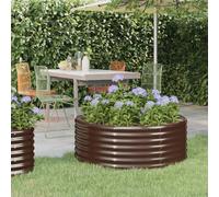 WRJENFSC Jardinière surélevée Potager 100 x 100 x 36 cm Ronde Acier galvanisé thermolaqué Marron Grande contenance pour Balcon terrasse Jardin aromatiques