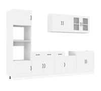 WRJENFSC Kalmar Lot de 7 armoires de cuisine en bois blanc avec armoires inférieures, armoires suspendues et panneau de lave-vaisselle