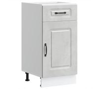 WRJENFSC Kalmar Meuble de cuisine modulable de 40 cm de large, gris béton, meuble bas en bois avec tiroir et porte, meuble de cuisine modulaire pour espace de rangement