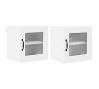 WRJENFSC Lot de 2 armoires de cuisine murales en bois - Armoire suspendue pour cuisine - Blanc - 40 x 31 x 40 cm - Armoire de cuisine moderne à montage mural pour plus d'espace de rangement