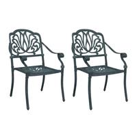 WRJENFSC Lot de 2 chaises de jardin en aluminium moulé sous pression - 65 x 63 x 91 cm - Avec accoudoirs et dossier - Robuste et durable - Design moderne pour balcon, terrasse, camping