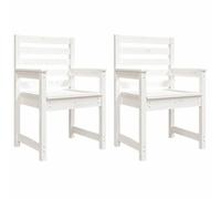 WRJENFSC Lot de 2 chaises de jardin en bois massif de pin massif, 60 x 48 x 91 cm, blanches, robustes, avec accoudoirs, design moderne, pour jardin, balcon et camping
