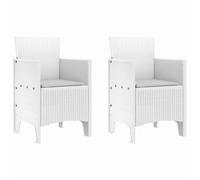 WRJENFSC Lot de 2 chaises de jardin en polypropylène, blanches, 53 x 49 x 85 cm, design moderne, robustes et durables, pour jardin, terrasse, balcon