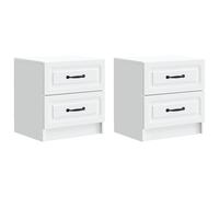 WRJENFSC Lot de 2 tables de chevet blanches en bois avec 4 tiroirs, table d'appoint vintage pour chambre à coucher, console de chevet moderne, 43 x 34,5 x 44,5 cm