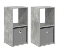 WRJENFSC Lot de 2 tables de chevet modernes en bois gris béton - 30,5 x 27 x 59,5 cm - Console de chevet étroite avec tiroir et étagère - Pour chambre à coucher et salon