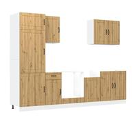 WRJENFSC Lucca Lot de 7 armoires de cuisine en chêne artisanal, meuble de cuisine avec beaucoup d'espace de rangement, bloc de cuisine moderne pour une cuisine organisée
