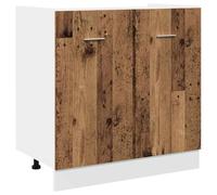 WRJENFSC Meuble sous évier aspect bois vieilli, armoire de cuisine avec 2 portes, 80 x 46 x 81,5 cm, meuble bas de cuisine en bois massif, espace de rangement pour ustensiles de cuisine, sans plan de