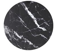 WRJENFSC Plateau de table rond en verre trempé noir, 40 cm, 8 mm d'épaisseur, résistant aux rayures, aspect marbre, pour table de bistrot