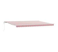 WRJENFSC Store électrique 500 x 300 cm avec bras articulé avec moteur et télécommande, store extérieur rétractable pour terrasse et jardin, montage mural, rouge et blanc