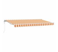 WRJENFSC Store rétractable à bras articulé - 400 x 200 cm - Multicolore - Cadre de store semi-cassette - Blanc - Pour terrasse, balcon, jardin, tissu polyester résistant aux intempéries, manivelle