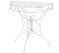 WRJENFSC Table d'appoint vintage semi-circulaire en métal argenté 72 x 36 x 74 cm