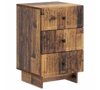 WRJENFSC Table de chevet en bois vieilli - 43 x 41 x 66,5 cm - Console de chevet en bois avec 3 tiroirs et boutons en métal - Table de chevet rétro pour chambre à coucher