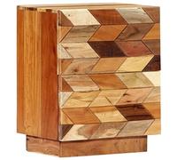 WRJENFSC Table de chevet en bois vieilli massif 40 x 30 x 50 cm, console de chevet vintage avec 2 tiroirs, table de chevet rustique en bois massif pour chambre à coucher