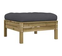 WRJENFSC Tabouret de jardin avec coussin en bois de pin imprégné - 63 x 63 cm - Pouf ottoman d'extérieur avec coussin anthracite - Canapé modulaire en bois massif pour jardin et terrasse