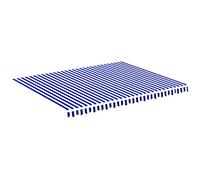 WRJENFSC Toile d'auvent bleu/blanc 4,5 x 3,5 m - Tissu de rechange pour auvent à bras articulés - Avec volant en polyester - Revêtement PU - Ombrage pour terrasse, balcon, jardin