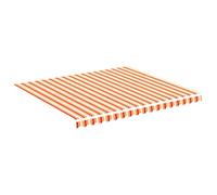WRJENFSC Toile de rechange pour auvent, jaune, orange, 4 x 3,5 m, tissu d'auvent en polyester, avec volant, pour store à bras articulés, terrasse, balcon, jardin, 380 x 345 cm