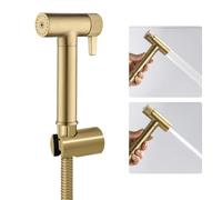 WRKMH Kit Douchette WC Or Brossé Douchette Toilette Laiton Douchette WC Kit Complet avec Pulvérisateur Double Fonction, 1.2m Tuyau de Douche, Support