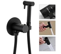 WRKMH Kit Douchette WC Thermostatique, Noir Laiton Toilette Douchette WC | Laiton Toilette Douchette WC Kit Complet, avec Pulvérisateur Double Fonction, 1.2m Tuyau de Douche