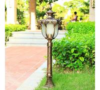 WRMING Lampe de Jardin Vintage Extérieur Lampe sur Pied E27 Aluminium Lampadaire Chemin Étanche IP65 Verre Borne Lumineuse pour Pelouse Allée Pont,Bronze,110cm