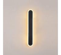 WRMING LED Lampe Murale a Pile Sans fil Applique Murale Interieur Chambre avec Interrupteur Noir Métal Lampe de Mur Rechargeable pour Salon Couloir Salle de Bains Cuisine, Blanc Chaud,40cm 10W