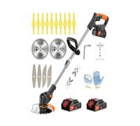 Wrneaoch 3 en 1 Coupe Bordure sans Fil avec Batterie, 21V Debroussailleuse Electrique sans Fil avec Moteur de 6 000 TR/Min et 650W avec 2 pcs 2.0 mAh Lithium Batterie, pour la Jardin Pelouses