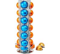 Wrobic Support rotatif pour 28 capsules de café Nespresso Vertuo, support de rangement rotatif pour capsules de café Nespresso Vertuoline (argenté, 28 dosettes)