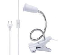 Wrpacttg Base de Lampe Table à LED E27 Douille d’ampoule Pince Support Col Cygne Clip pour avec Interrupteur 360° Prise Lecture,Maquillage, Blanche, 1pc