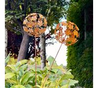 WRQIOO Lot de 2 bouchons de jardin en forme de fleur métal rouille naturelle décoration jardin jardin terrasse balcon jardin avant extérieur
