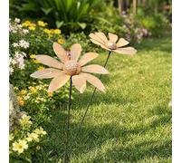 WRQIOO Lot de 2 décorations de jardin en forme de rouille - En acier Corten - Décoration de jardin - Fleur en métal - Décoration de jardin - Rouille