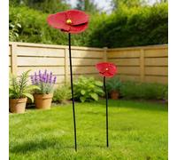 WRQIOO Lot de 2 piquets de jardin en métal pour l'extérieur - Décoration de jardin pour printemps et été - Rouge