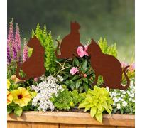WRQIOO Lot de 3 décorations de jardin en forme de chat rouillé pour jardin, terrasse, balcon