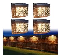 WRQIOO Lot de 4 appliques murales marocaines solaires en métal pour clôture de jardin à énergie solaire, étanches, lumières décoratives pour clôture de jardin, poteau de jardin, terrasse, terrasse