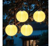 WRQIOO Lot de 4 lanternes solaires suspendues étanches pour jardin extérieur 25,4 cm Lanternes de jardin chinoises LAN-Tern So-lar Li-ghts, tissu en nylon S-olar Gar-den Lig-hts à suspendre pour patio