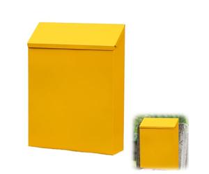 WRQIOO Petite boîte aux lettres avec serrure et 2 clés - Boîte aux lettres décorative colorée - Décoration murale - En fer - Pour la maison, le bureau, le jardin - Jaune - 22 x 6,5 x 29 cm