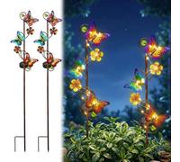 WRQIOO So-lar Lot de 2 papillons solaires pour extérieur, décoration de jardin, papillon avec étanchéité IP65, pour jardin, pelouse, terrasse ou cour
