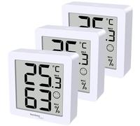 WS9425 Lot de 3 thermomètres hygromètres blancs avec support magnétique et 3 thermomètres WS9425 dans un emballage