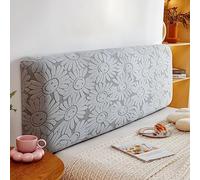 WSGJHB Housse de tête de lit pour lit double, protection de tête élastique, impression unie, couvre-tête de lit, lit double, 170 - 190 cm, gris clair