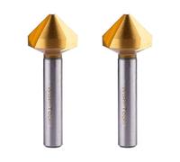 WSH-TOOLS Fraises coniques 90°, lot de 2, HSSE-Co5 1.3243 (5% cobalt) avec revêtement TiN, Ø 16,5 mm pour vis M8, DIN 335 forme C, 3 lèvres, goujures en V, pour inox