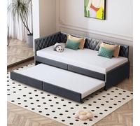 WSOFZMO Canapé-lit extensible, lit gigogne, 180 x 200 cm, flanelle, 90/180 x 200 cm, sans matelas (gris classique)