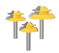 WSOOX 8mm Tige Fraises à Rainurer Set, 3 pièces Fraise à Onglet de 45º, 45 degrés fraise verrouillage set, pour le bois DIY meubles