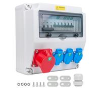 WSPIHO Boîtier de distribution électrique avec disjoncteur Fi type A, 40A 30mA RCBO Boîtier mural avec prise CEE 16A apparente, distributeur électrique étanche pour boîte de distribution (3×16A 1P LS+