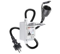 WSPIHO Compteur de courant numérique mobile 230 V AC 16 A pour prise avec protection FI type A, prise Schuko 230 V IP44, compteur intermédiaire de courant avec boîtier de compteur de courant IP67