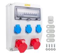 WSPIHO Distributeur de courant de chantier 32 A avec disjoncteur différentiel type A, 40 A 30 mA RCBO - Distributeur mural avec prise CEE 32 A - Distributeur de courant étanche pour coffret de