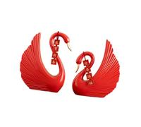 Wswqop 2 Pièces Statue Cygne Sculpture Résine Décor Animal Ornement Figurine Créative Moderne Convient pour Bureau Salon Table Décoration Intérieure, Rouge