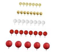 Wswqop 50 Pièces Cupcake Toppers Boules Décoratives Bâtonnets Mini Ballons Insertions Mousse Accessoires Glitter Convient à Anniversaire Fête Mariage Décorat, Rouge