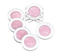 Wswqop 6 Pièces sous-verres Dessous de Verre Support Inclus Base Miroir Rond Scintillant avec Éclats de Diamant pour un Style Luxueux Convient pour Usage, Rose