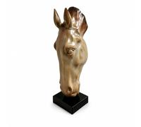 Wswqop Abstract Horse Statue Buste Cheval Sculpture Tête Ornement Animal Statuette Résine Marbre Base Rectangulaire Noir Centre de Table Élancé Adaptée au, Blanc Rétro, 48.5 19 H42cm