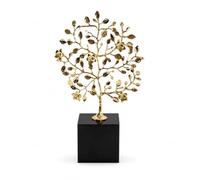 Wswqop Arbre Décoratif Métal Sculpture Arbre Figurine Table Ornement Feuillage Socle Carré Stable Alliage Silhouette Aérienne Raffinée Adapté au Bureau Salon, Or