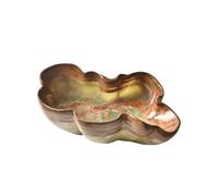 Wswqop Bol Industriel Bol Décoratif Plateau à Fruits Coupe de Présentation en Jade Naturel Poli Surface Lumineuse et Lisse, Plat En Onyx Naturel, Forme De Feuille, 33x20x12cm, Couleur 9