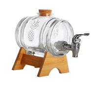 Wswqop Distributeur de Boissons Alcoolisées En Forme de Tonneau de Verre avec Couvercle Hermétique et Robinet, Idéal pour Préparer et Servir Des Boissons Lor, Base